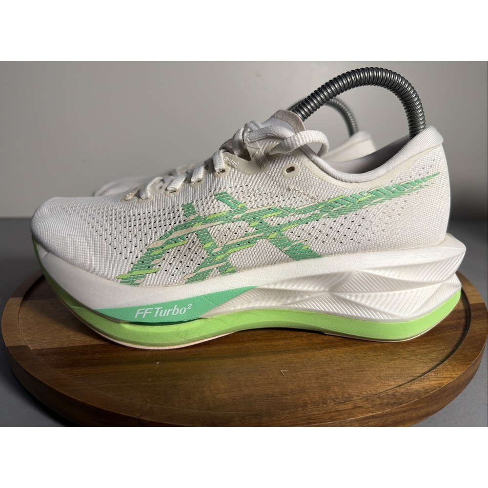 ASICS Sonicblast Road Running Trainers Shoes Womens Size 7.5 - White Vital Green